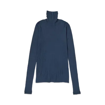 AURALEE High Gauge Sheer Rib Turtle Neck L/S Tee "Navy"