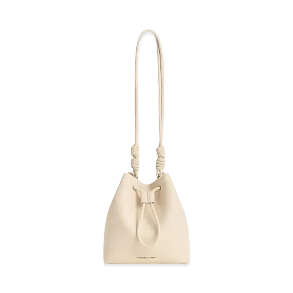 CHARLES & KEITH Leia Knot Bucket Bag "Beige"