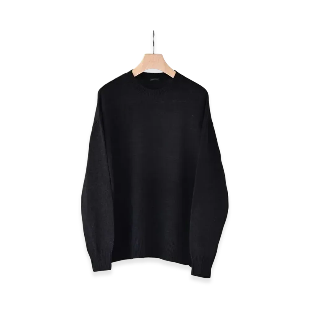 COMOLI Black Crew Neck Knit "Black"