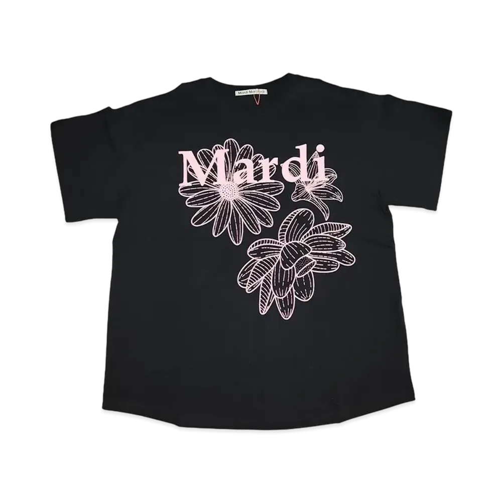 Mardi Mercredi Tshirt Triple Flower "Black Pink"