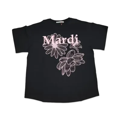 Mardi Mercredi Tshirt Triple Flower "Black Pink"