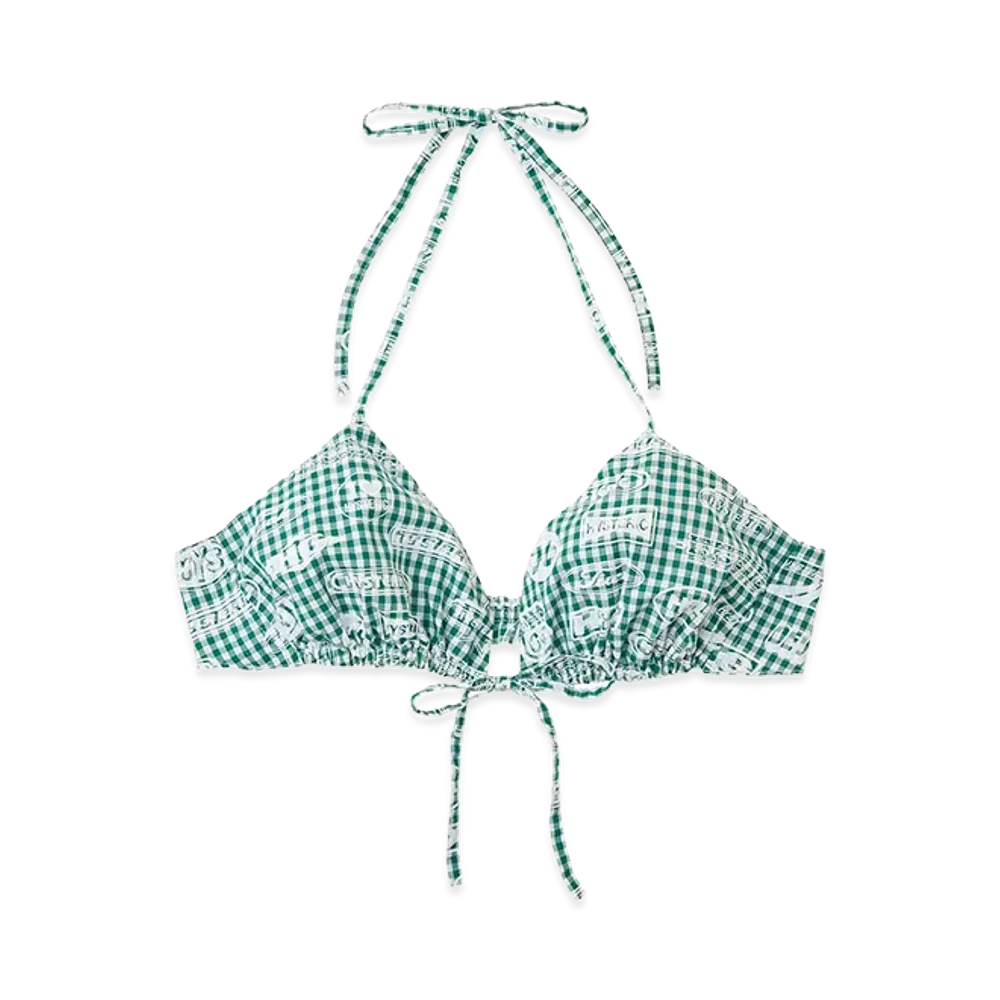 HYSTERIC GLAMOUR Women's HG Racing Pattern Gingham Check Bra Top "Other Green"