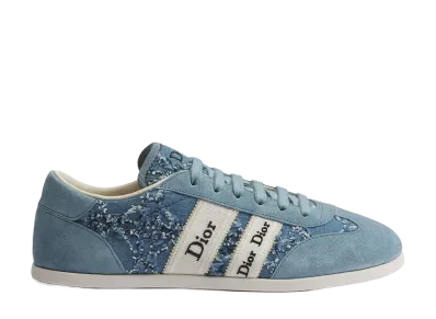 Dior Women's Ribbon Sneaker Suede Calfskin and Cannage Cotton Boucle "Blue"