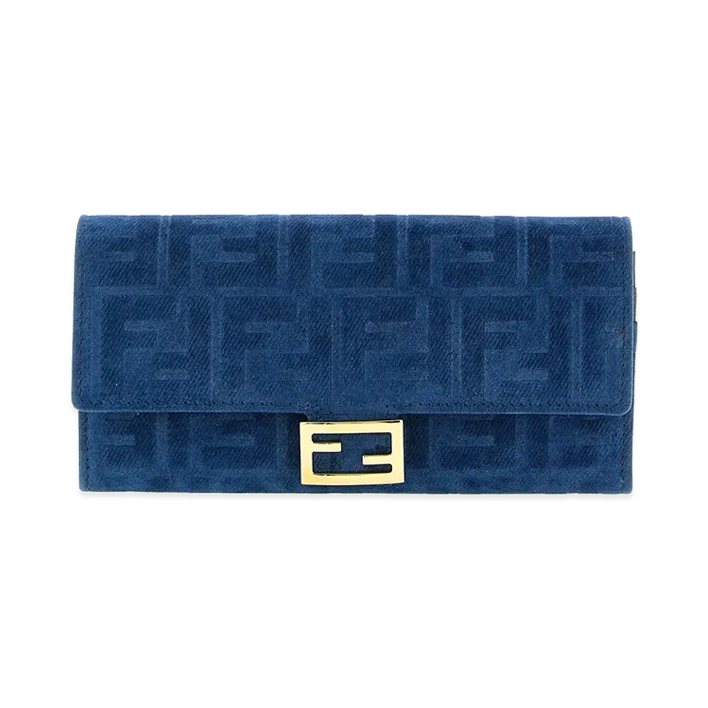 FENDI Women's Continental Baguette Wallet On Chain "Blue"