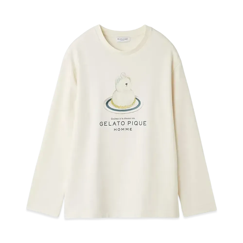 GELATO PIQUE Homme Inlay Bear Cake Ron Long T-Shirt "Cream"