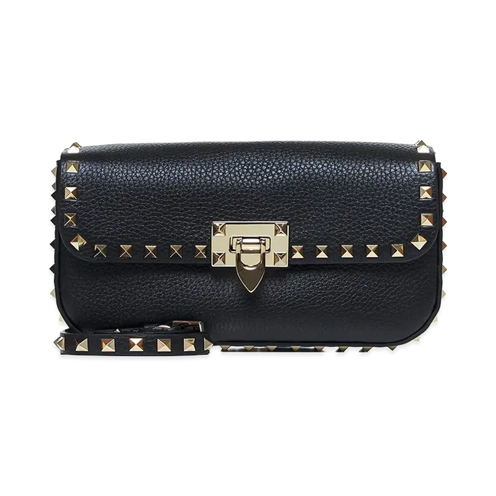 Valentino Women's Leather Rockstud Crossbody Bag "Black"