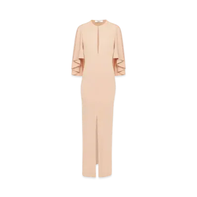 Chloe Long Cape Dress In Crepe Jersey "Delicate Pink"