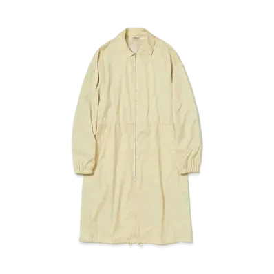 AURALEE Hard Twist Polyester Satin Laminate Zip Coat "Light Beige"