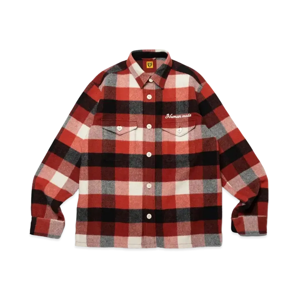 HUMAN MADE Wool Beaverblock Check Shirt "Red"