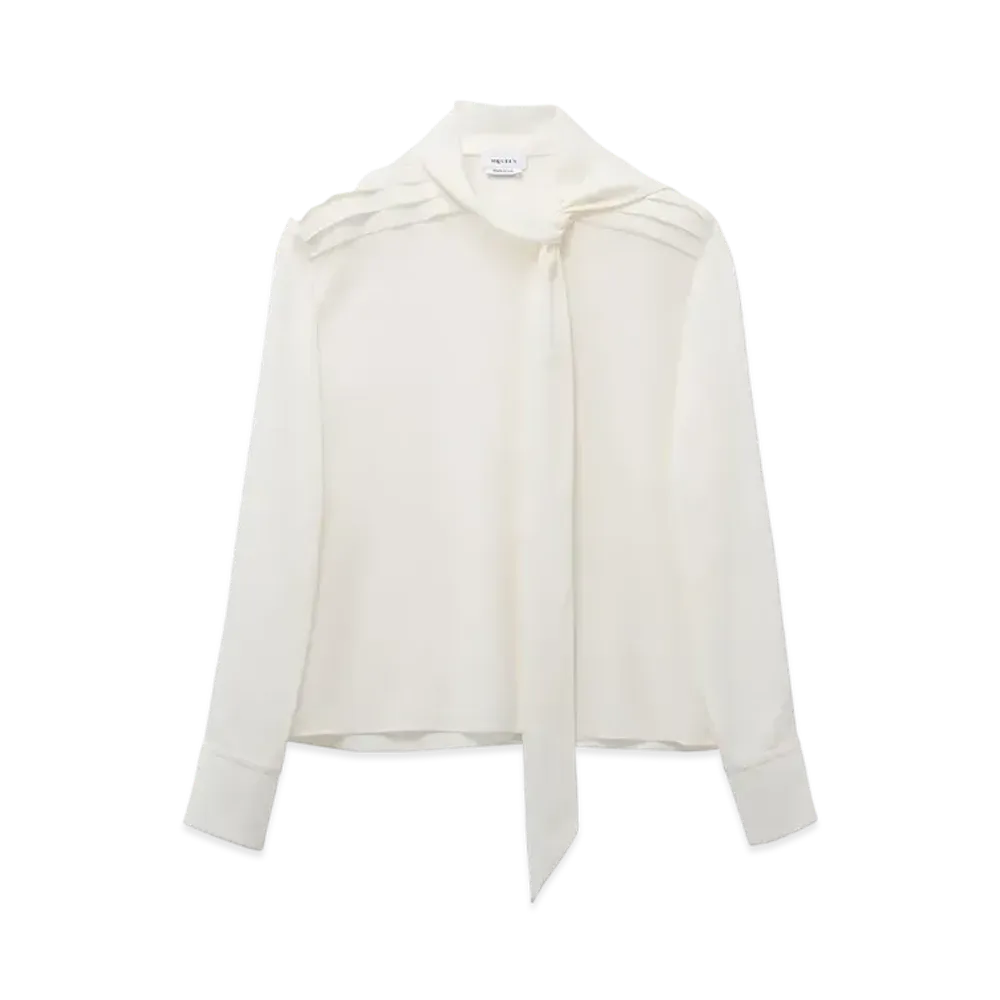 Alexander McQUEEN Scarf Detail Georgette Shirt "SoftWhite"