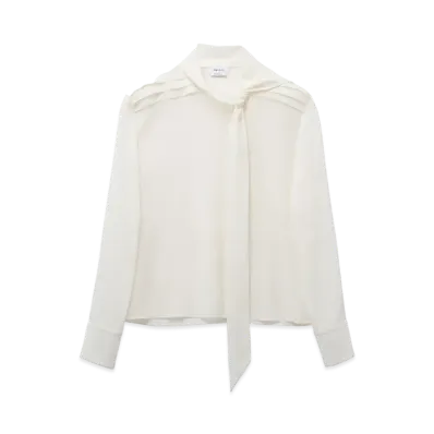Alexander McQUEEN Scarf Detail Georgette Shirt "SoftWhite"