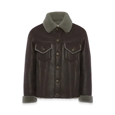 Maison Margiela Waxed Shearling Jacket "Brown"