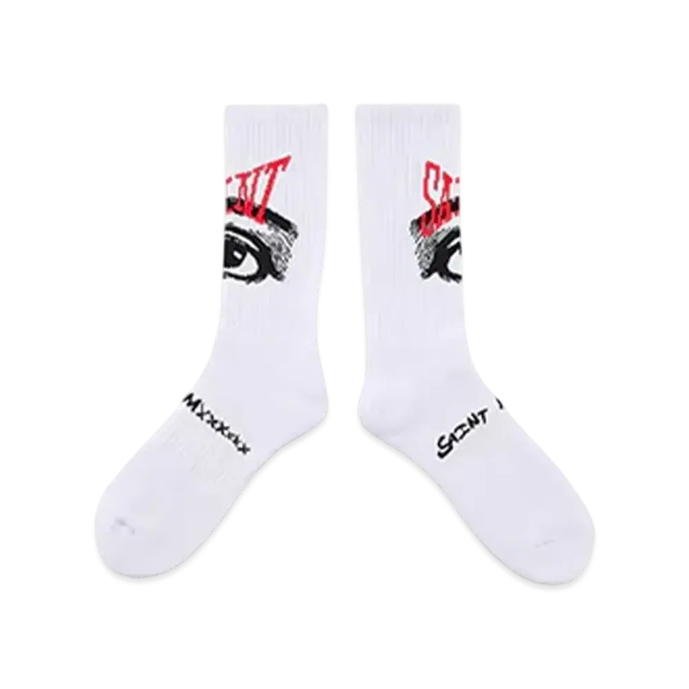SAINT Mxxxxxx Socks/Eye "White" (25SS) SM-HR8-0000-100