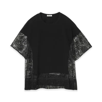 UNDERCOVER Lace Paneled Cotton T-shirt "Black"