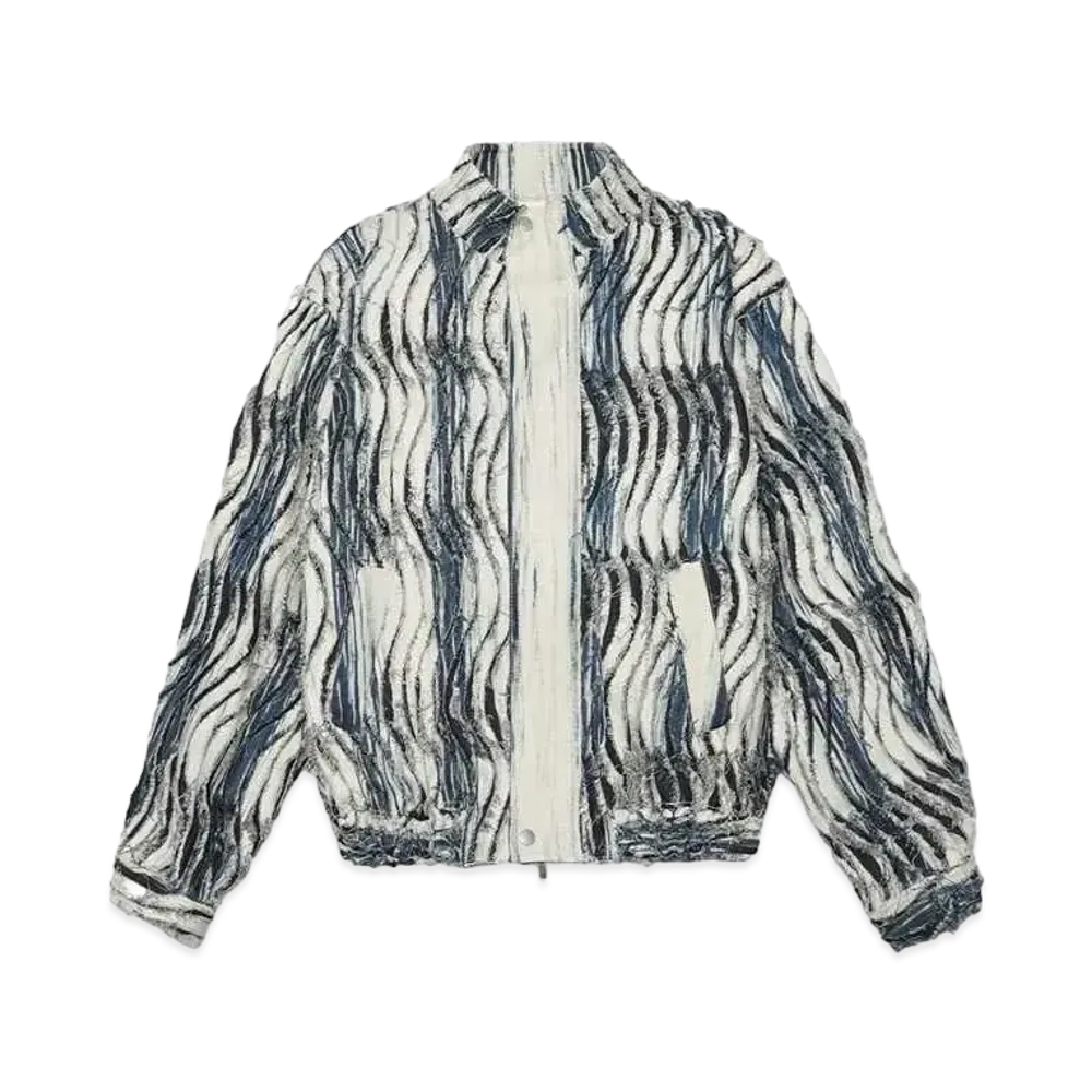 TAAKK FRINGE DENIM BLOUSON "BLUE"