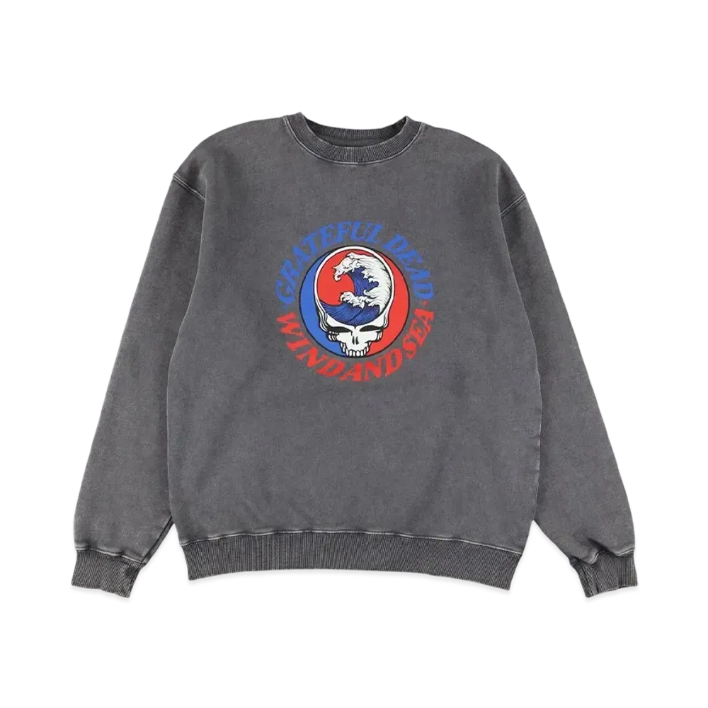 WIND AND SEA x Grateful Dead Sulfer CrewNeck Sweatshirt "Chacoal"