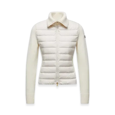 MONCLER Padded Wool Zip-Up Cardigan "White"