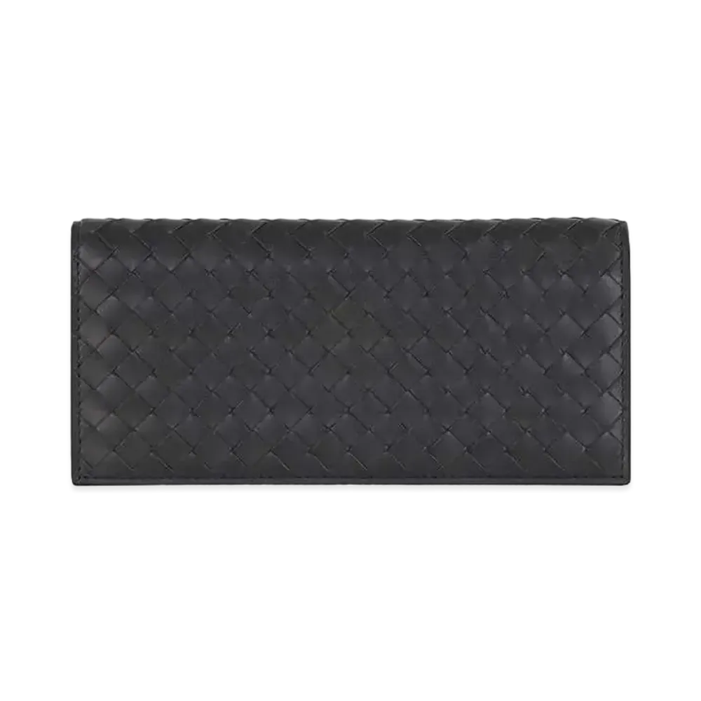 Bottega Veneta Intrecciato Continental Calfskin Bi-fold Wallet "Ardoise"