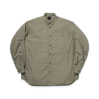 DAIWA PIER39 Women's Tech Button Down Shirt L/S Gren Plaid "Sage Gray"