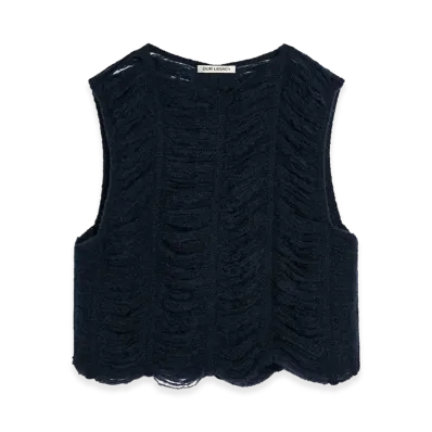 OUR LEGACY Rib Cage Vest "Navy Blue Fringe Alpaca"