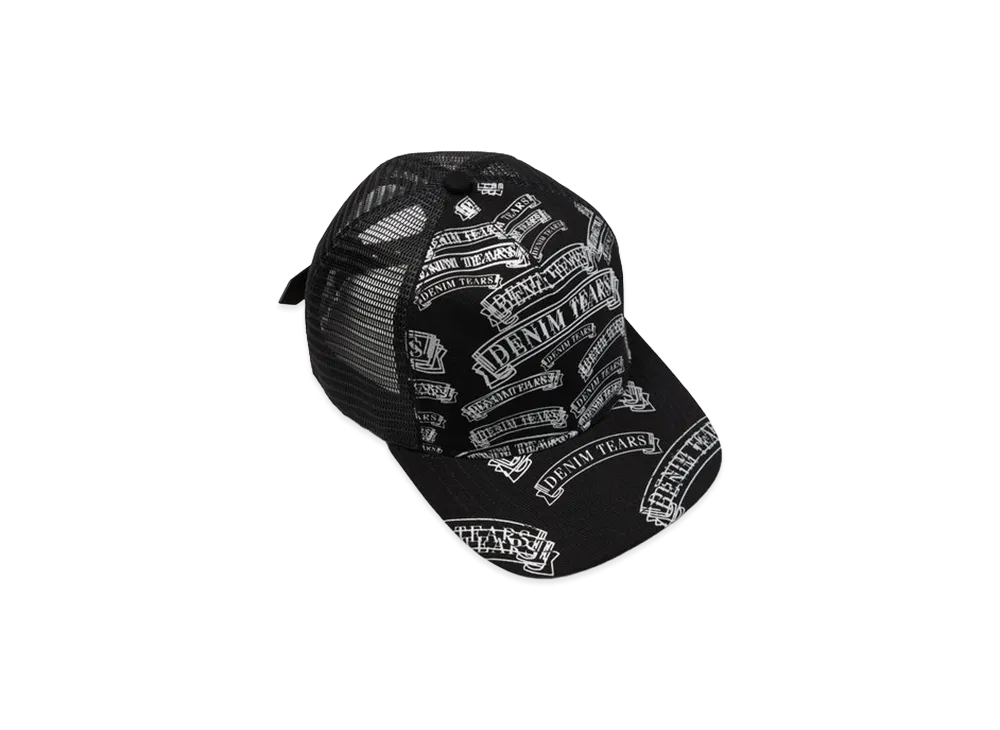 DENIM TEARS DT Stamp Pattern Trucker Hat "Black"