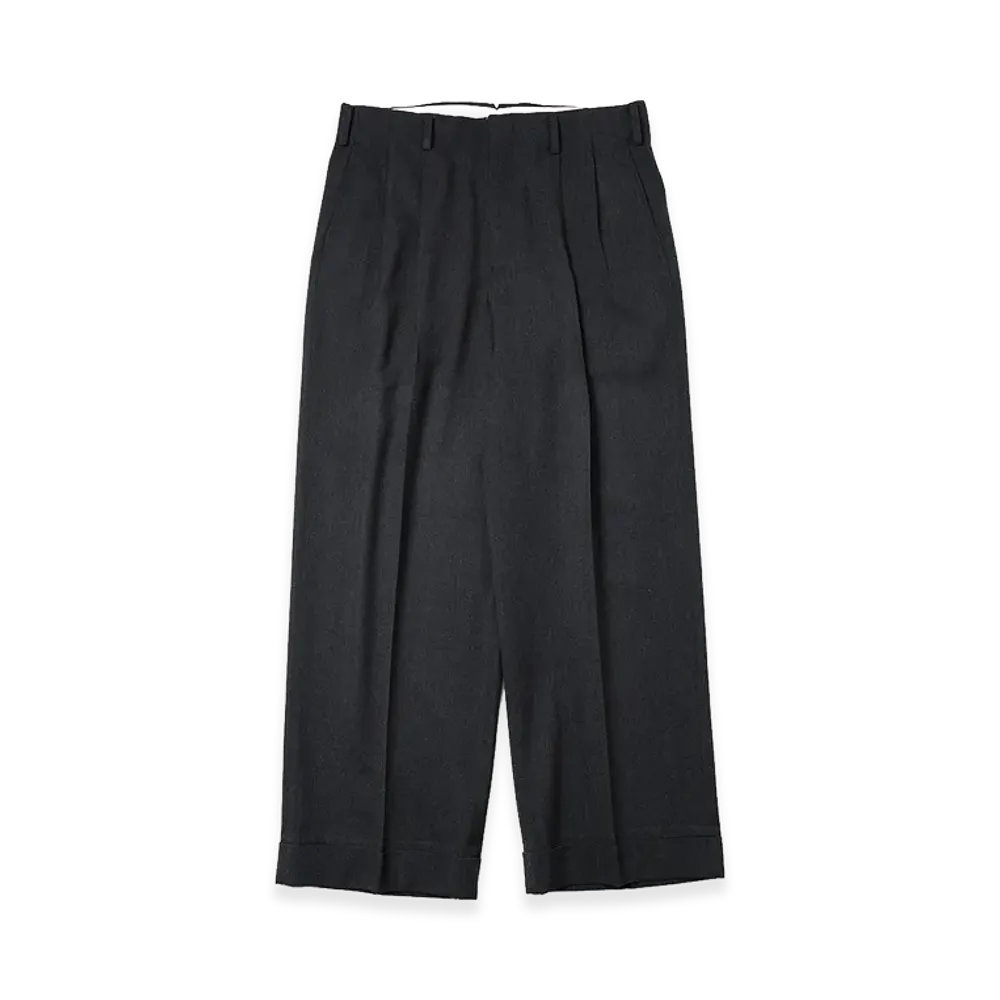 A.PRESSE Wool Wide Tapered Trousers "Charcoal"