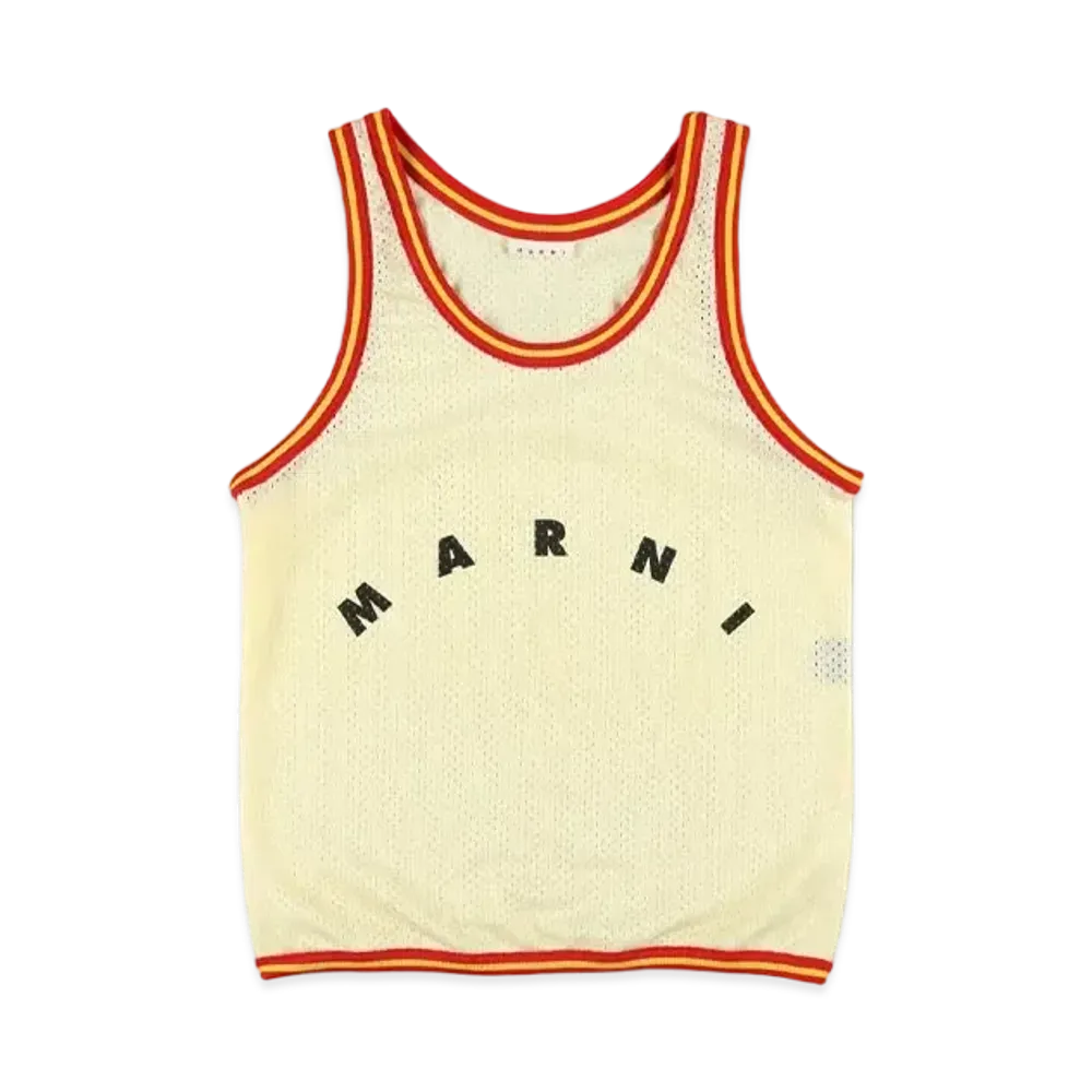 Marni White Basket Tank Top Shopping Bag In Tech Fabric "Silk White"
