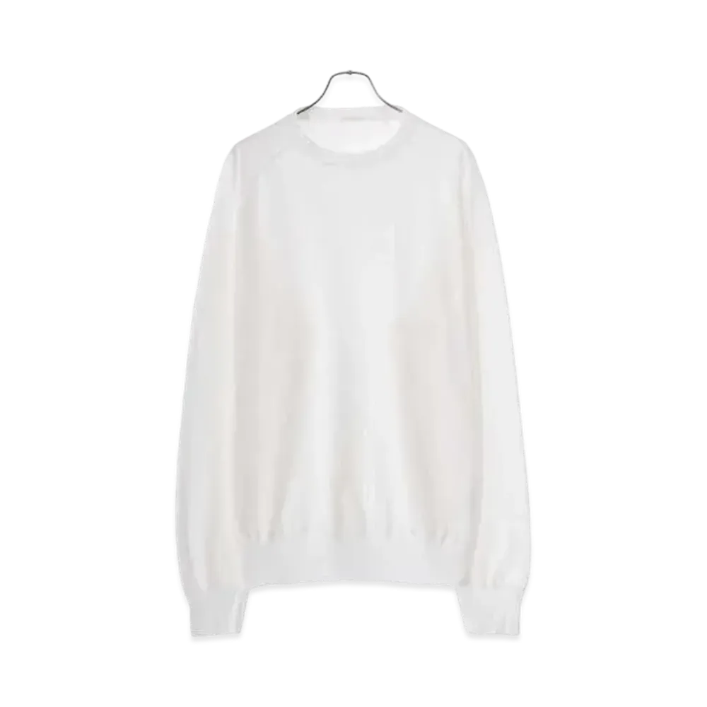 COMOLI Product Dyed Fleece Crew Neck "White"