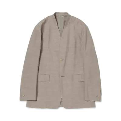 AURALEE Super Fine Tropical Wool No Collar Jacket "Top Gray Beige"