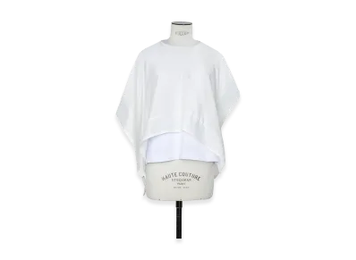 sacai Women's Satin x Cotton Jersey T-Shirt "Ecru/White"