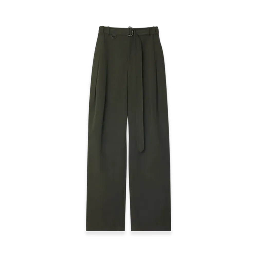 Burberry Belted Gabardine Trousers "Shale"