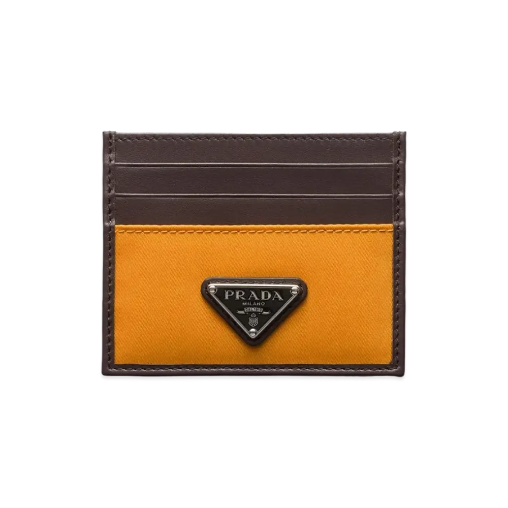 PRADA Speed Lock Re-Nylon Leather Card Case "Amber"