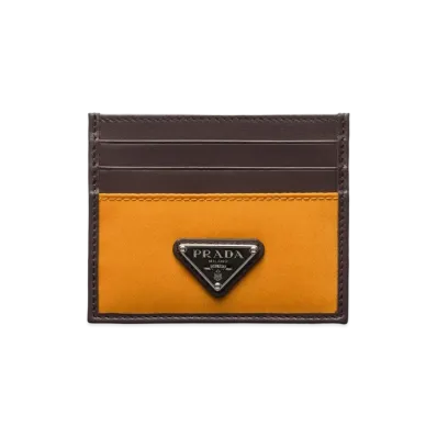 PRADA Speed Lock Re-Nylon Leather Card Case "Amber"