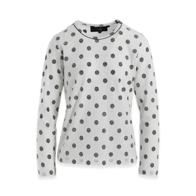 Y's Polka Dot Y's Stitch Long Sleeve T "Off White"