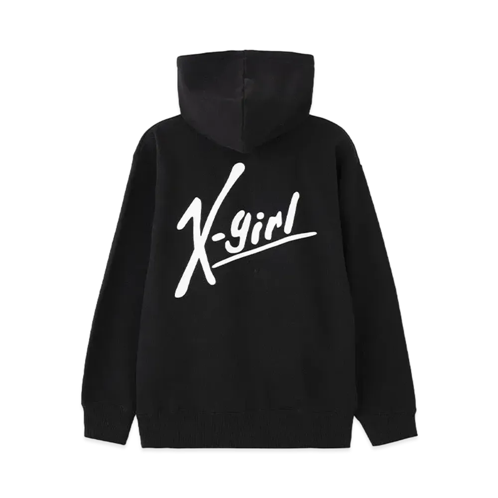 X-Girl Handwriting Logo Zip Up Sweat Hoodie "Black"