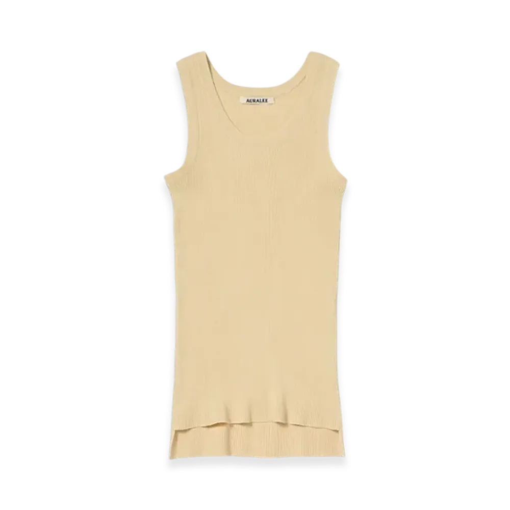 AURALEE Cotton High Gauge Rib Knit Tank Top "Yellow"
