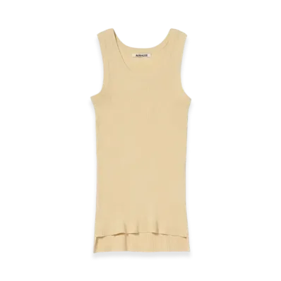 AURALEE Cotton High Gauge Rib Knit Tank Top "Yellow"