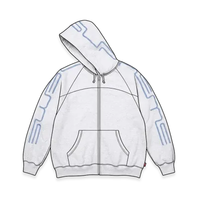 Supreme Connect Zip Up Hooded Sweatshirt "Ash Grey"