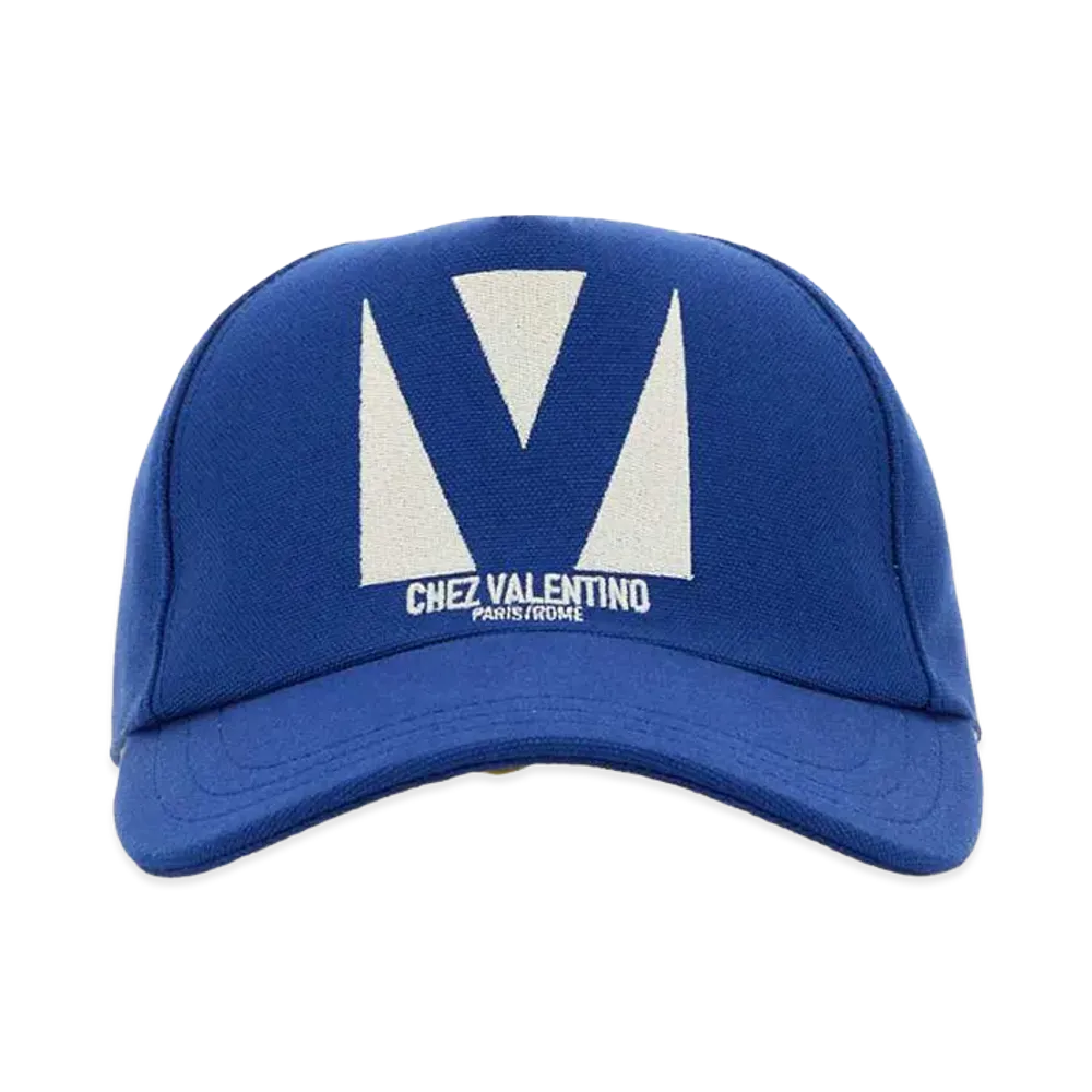 Valentino Cotton Baseball Cap "Electric Blue"
