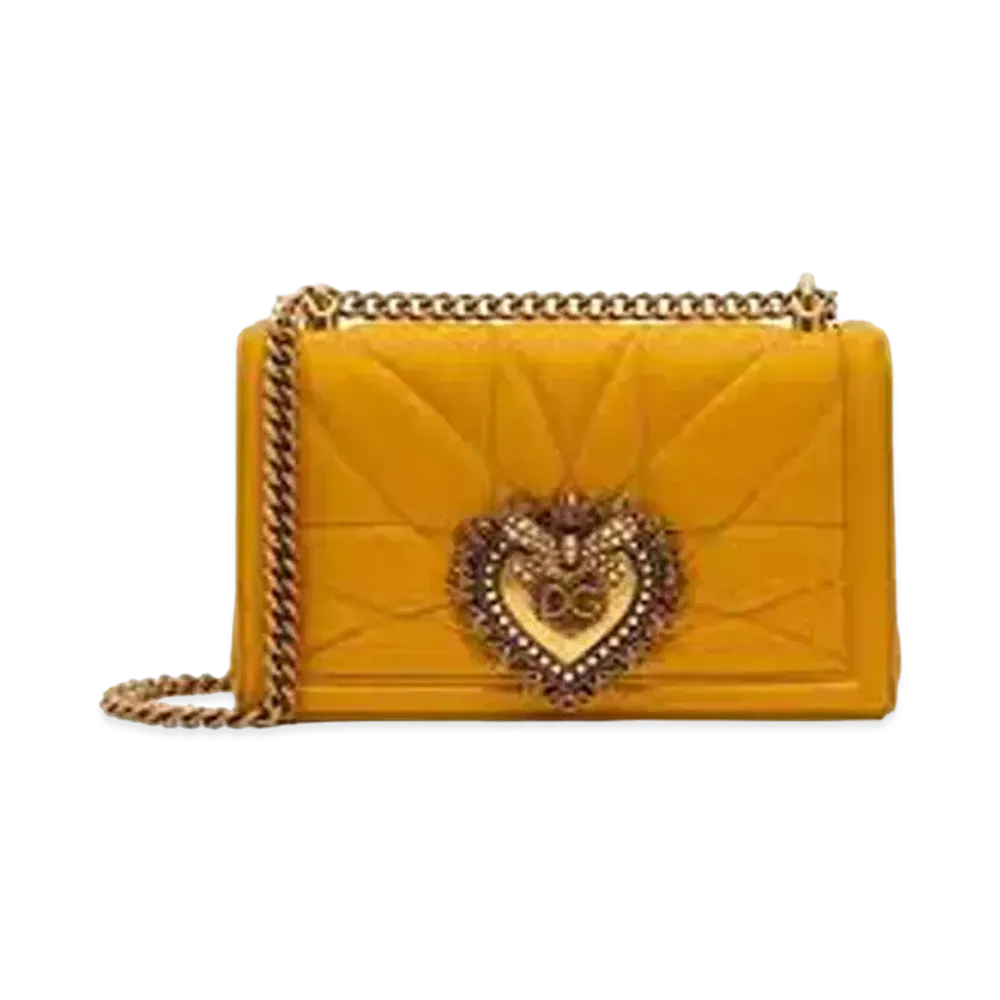 Dolce&Gabbana Devotion Bag Medium Size Matrasse Nappa Leather "Yellow"