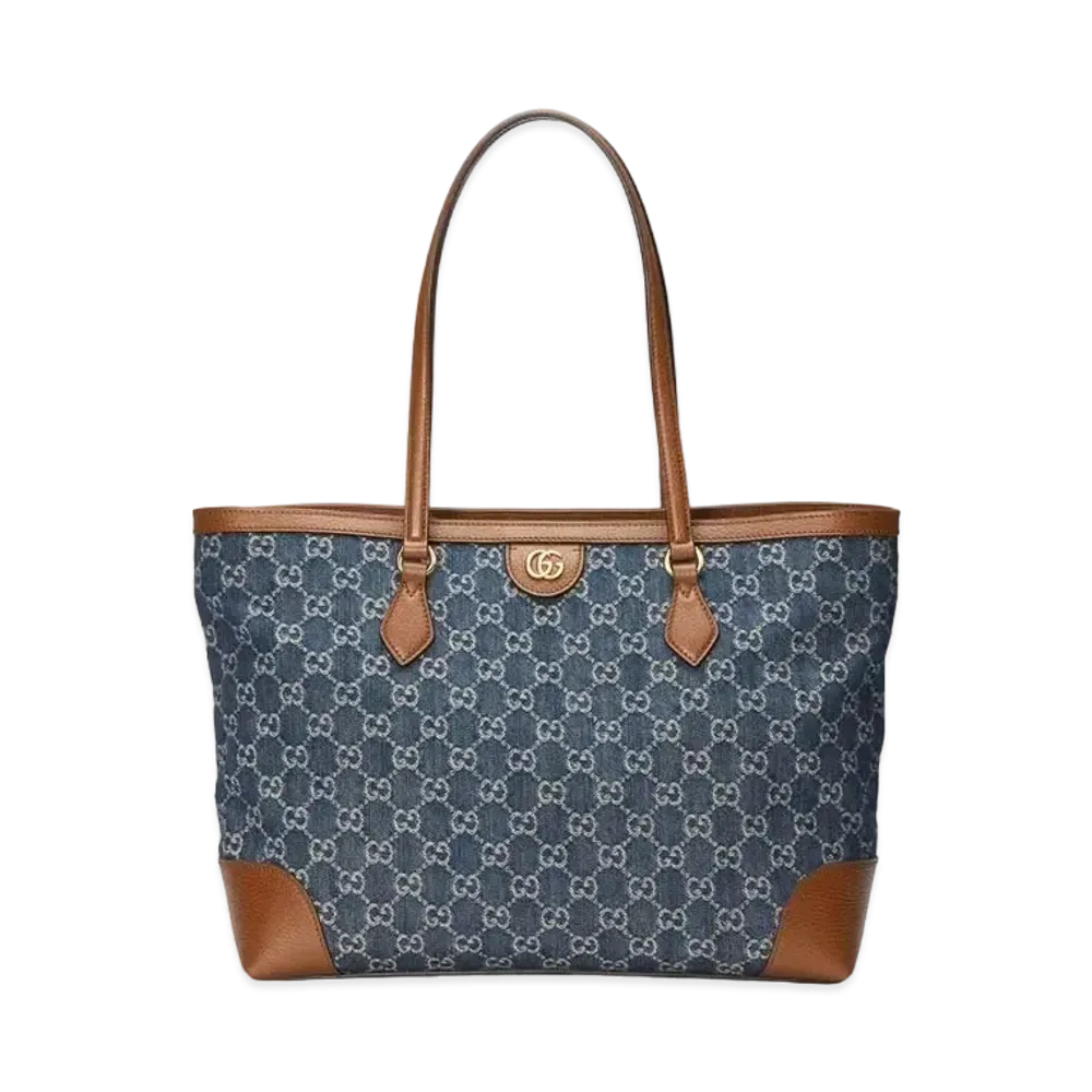 GUCCI Ophidia GG Medium Tote "Blue/Ivory Denim"