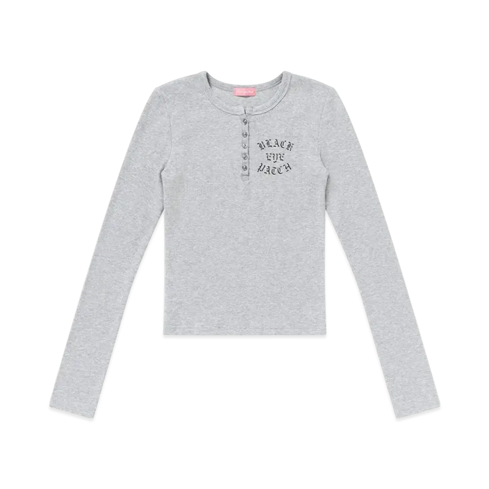 BlackEyePatch Crossed Rifles Henley Neck L/S Tee "Heather Gray"