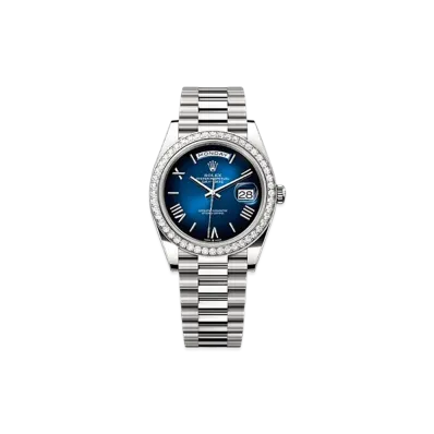 ROLEX Day-Date 40mm White Gold Diamond 228349RBR "Blue Ombre"