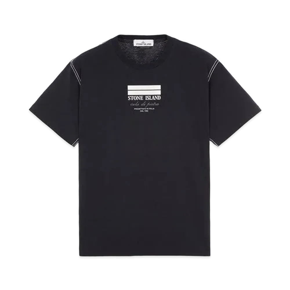 Stone Island 20894 COTTON JERSEY 'ULTRA INSTITUTIONAL THREE' PRINT_REGULAR FIT "Blue"