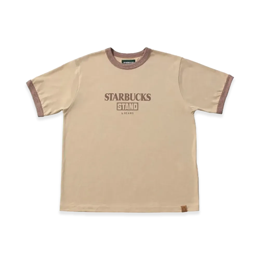 STARBUCKS STAND x BEAMS Logo Ringer T-Shirt "Heather Beige"