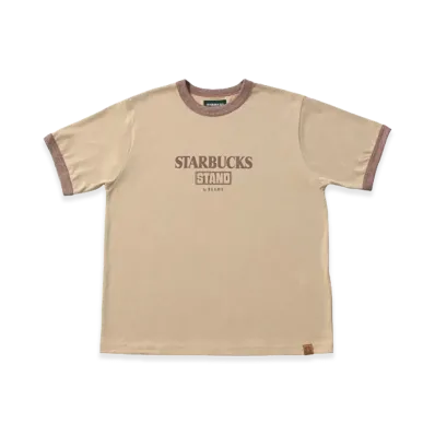 STARBUCKS STAND x BEAMS Logo Ringer T-Shirt "Heather Beige"
