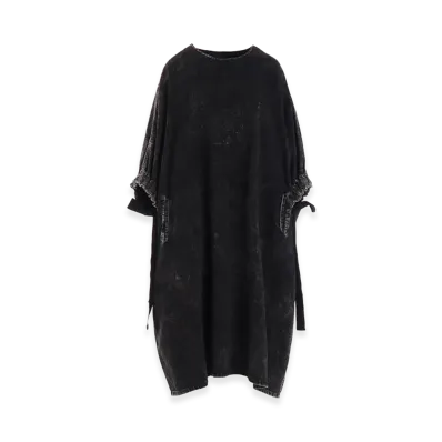 Y's 6oz Denim Chemical Wash Dress "Black"