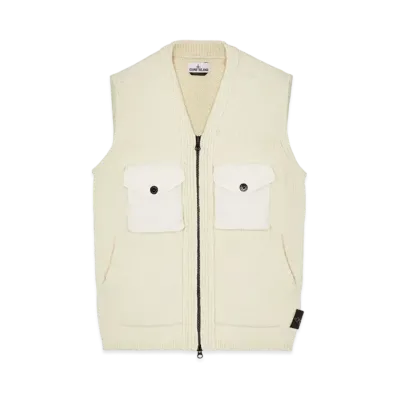 Stone Island 563A6 LAMBSWOOL WITH FABRIC DETAILS "Natural White"