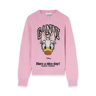GANNI x Disney Daisy Duck Graphic Wool Jumper "Chalk Pink"