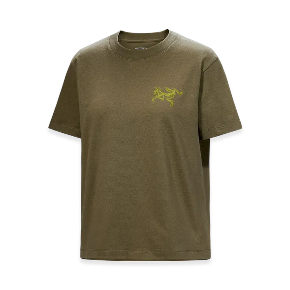 ARC'TERYX Women's Kragg Cotton Bird Tile Crew SS "Tatsu/Olive Moss" X000009499